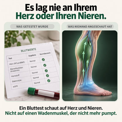 Es lag nie an Herz oder Nieren – der Bluttest schaut nicht auf den Wadenmuskel