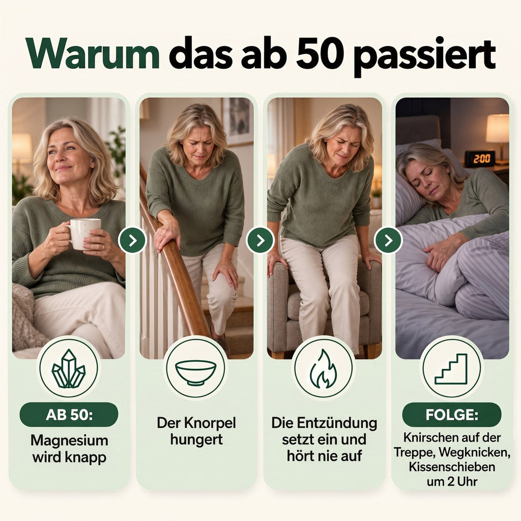 Warum das ab 50 passiert: Magnesium wird knapp, Knorpel hungert, Entzündung schaltet nicht ab