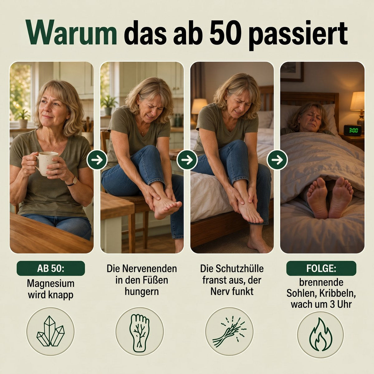 Warum das ab 50 passiert: Magnesium wird knapp, die Nervenenden hungern, die Schutzschicht franst aus