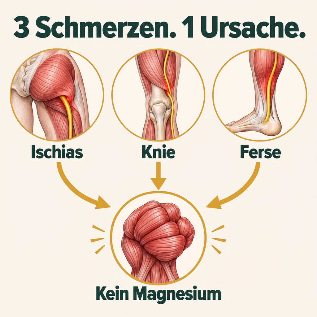 3 Schmerzen, 1 Ursache: Ischias, Knie, Ferse – kein Magnesium