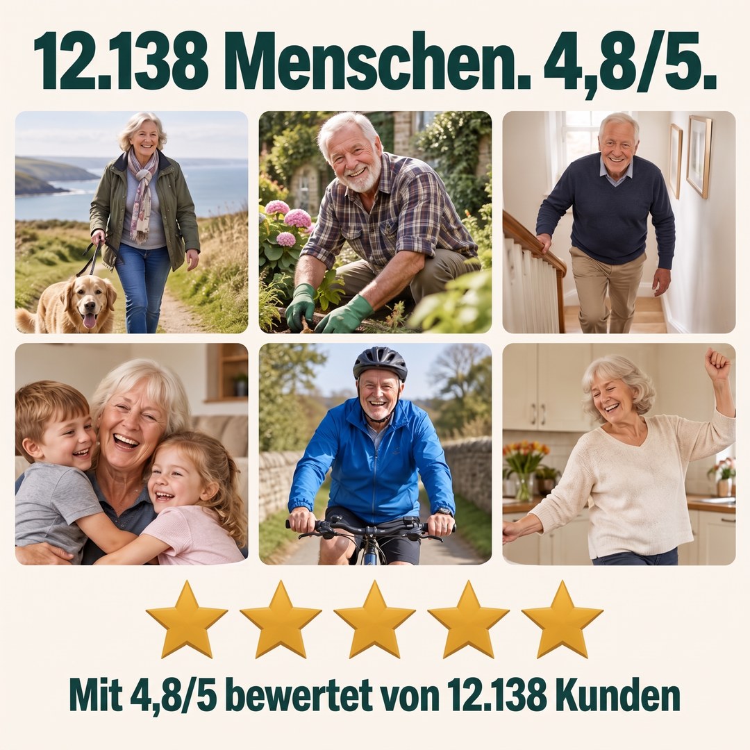 12.138 Menschen, 4,8/5 – zufriedene Kunden beim Spazierengehen, Gärtnern, Treppensteigen, mit den Enkeln