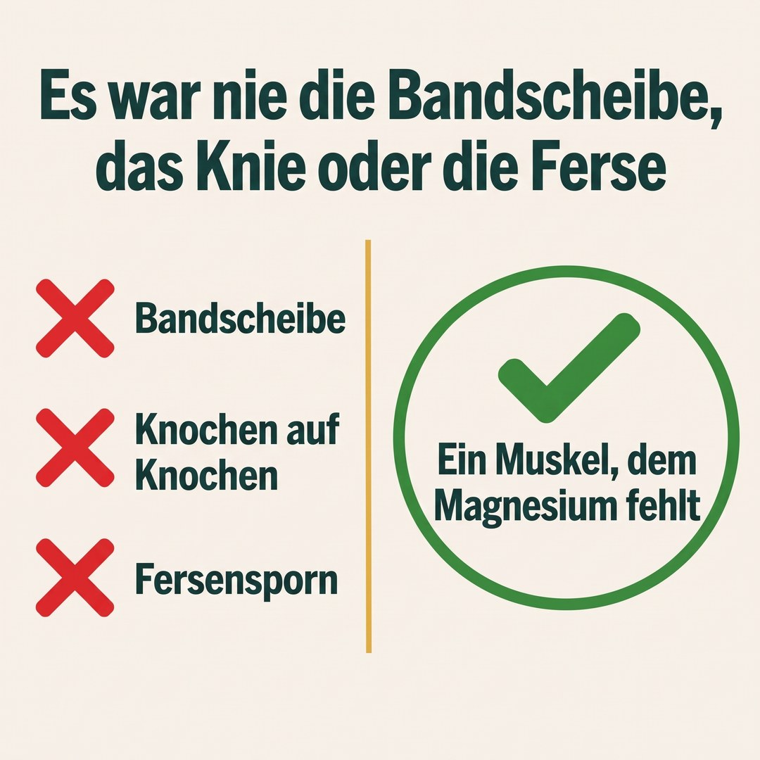 Es war nie die Bandscheibe, das Knie oder die Ferse – sondern ein Muskel, dem Magnesium fehlt
